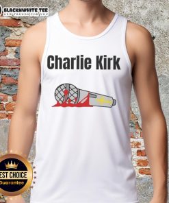 Top Charlie Kirk Mic Drop Memorial Tank Top featuring bold graphic design, perfect for fans of Charlie Kirk and conservative apparel.
