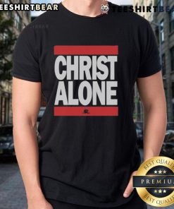 Top Christ Alone Run DMC T-Shirt featuring bold graphic design, perfect for fans of hip-hop and Christian apparel.