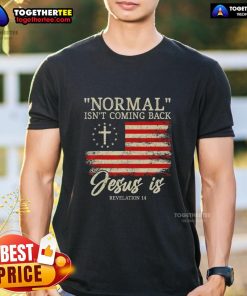 Top Christian 'Normal Isnt Coming Back' Jesus T-Shirt design featuring a bold message for believers and faith enthusiasts.
