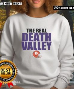 Alt Text: Clemson Tigers sweatshirt featuring 'The Real Death Valley' design, perfect for fans of Clemson University.