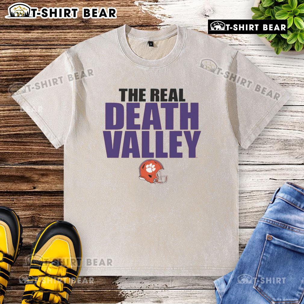 Top Clemson Tigers The Real Death Valley Washed T Shirt Top Clemson Tigers The Real Death Valley washed t-shirt featuring vibrant colors and team logo for fans.