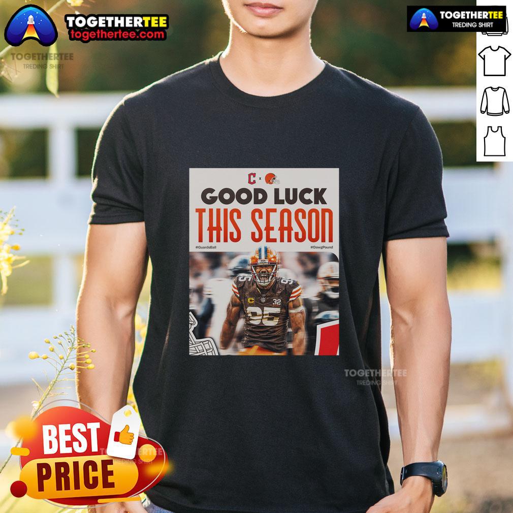 Top Cleveland Browns Good Luck This Season T Shirt Alt Text: Top Cleveland Browns Good Luck This Season T-Shirt featuring team colors and logo, perfect for fans and game day.