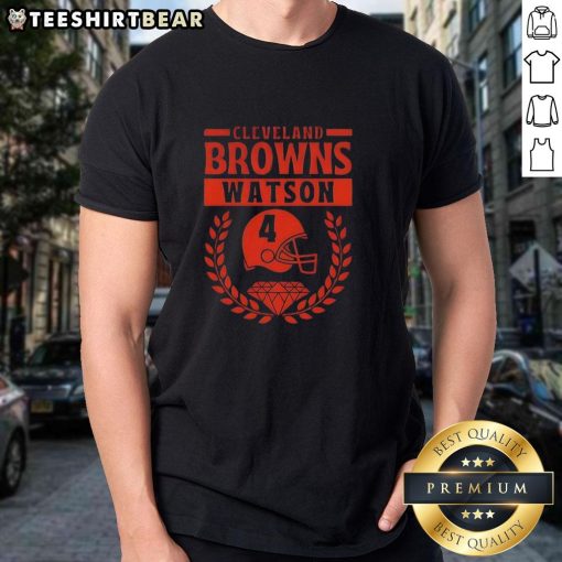 Cleveland Browns Watson football player t-shirt featuring a diamond logo and helmet design, perfect for fans.