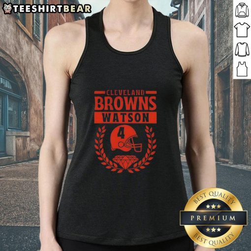 Top Cleveland Browns Watson football player in a stylish helmet diamond logo tank top, perfect for game day fashion.