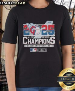 Celebration of the Top Cleveland Guardians 2025 MLB Postseason AL Division Series Champions on a stylish ladies tee.