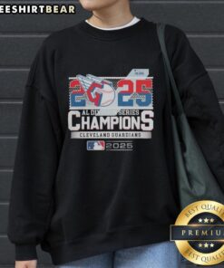 Top Cleveland Guardians 2025 MLB Postseason AL Division Series Champions Celebration Sweatshirt in team colors.