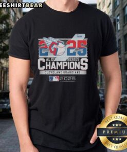 Top Cleveland Guardians 2025 MLB postseason AL Division Series champions celebration T-shirt featuring team logo and design.