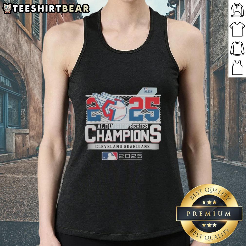 Top Cleveland Guardians 2025 MLB Postseason AL Division Series Champions Celebration Tank Top Alt Text: Cleveland Guardians 2025 MLB postseason AL Division Series champions celebration tank top featuring team logo and colors.