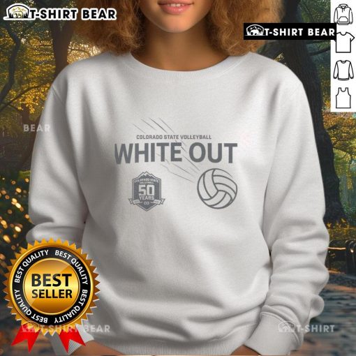 Alt Text: Top Colorado State Volleyball White Out 2025 Sweatshirt featuring team logo and stylish design for fans.