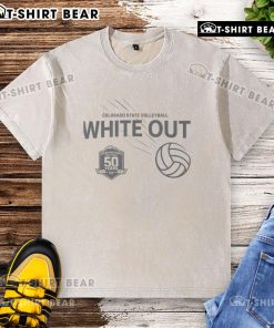 Alt Text: Colorado State Volleyball White Out 2025 washed t-shirt featuring team logo, perfect for game day support.