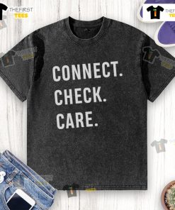Top Connect Check Care Trust Washed T-Shirt in a casual setting, showcasing its soft fabric and stylish design.