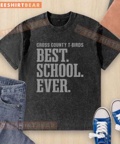 Top Cross County T-Birds best school ever washed T-shirt in vibrant colors, perfect for school spirit and casual wear.