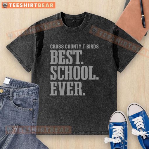 Top Cross County T-Birds best school ever washed T-shirt in vibrant colors, perfect for school spirit and casual wear.