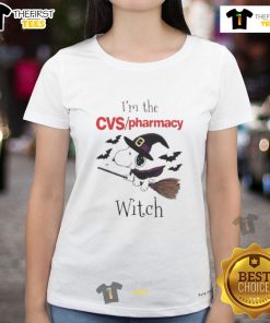Top CVS Pharmacy X Snoopy I'm The Witch Halloween Ladies Tee featuring a whimsical design perfect for spooky season.