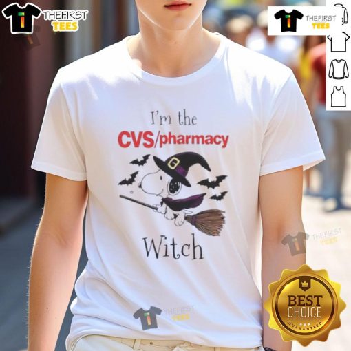 Alt Text: Top CVS Pharmacy x Snoopy I'm The Witch Halloween T-Shirt featuring Snoopy in a witch costume, perfect for Halloween.