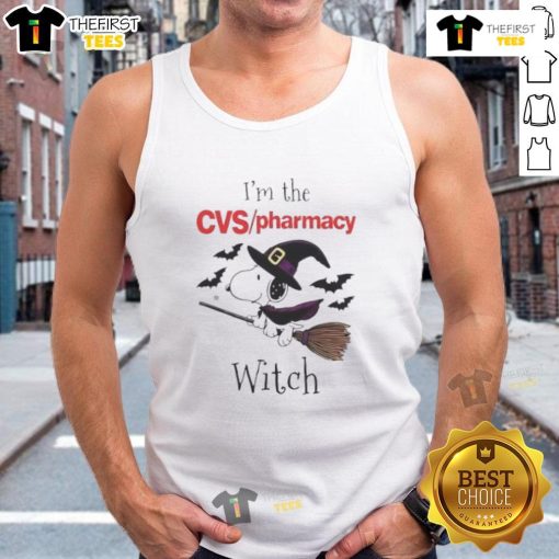 Top CVS Pharmacy X Snoopy Halloween tank top featuring 'I'm the Witch' design, perfect for festive celebrations.