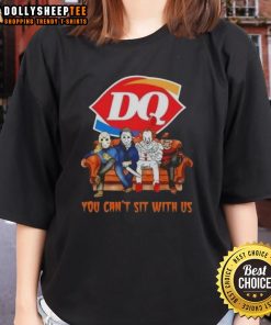 Top Dairy Queen X Horror Movies Halloween 'You Can't Sit With Us' Ladies Tee featuring spooky design and playful text.