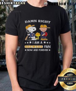 Alt Text: Top Damn Right I Am A Brewers Fan Now And Forever Snoopy and Charlie Brown T-Shirt design featuring iconic characters.