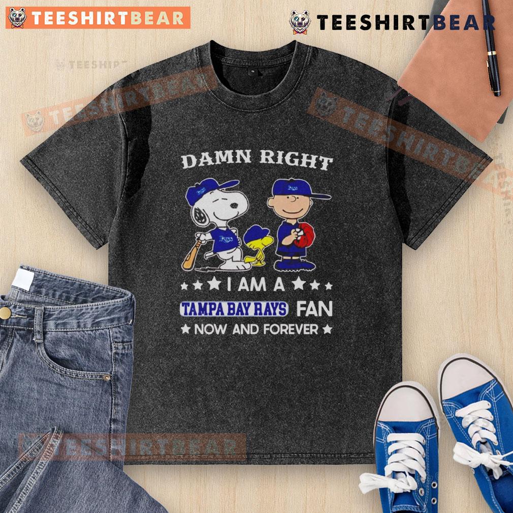 Top Damn Right I Am A Rays Fan Now And Forever Snoopy And Charlie Brown Washed T-Shirt Top Damn Right I Am A Rays Fan Now And Forever Snoopy and Charlie Brown washed t-shirt design featuring iconic characters.