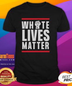 Top Dariusz Matecki White Lives Matter T-Shirt displayed on a mannequin, showcasing bold text and stylish design.