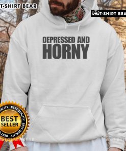 Top Depressed and Horny Hoodie featuring a unique design perfect for casual wear, blending humor and style.