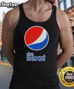Alt Text: Humorous Top Diet Sexsi Pepsi logo parody tank top design, perfect for casual wear and summer fun.