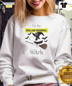 Top Dollar General X Snoopy I'm The Witch Halloween Sweatshirt featuring colorful graphics perfect for festive wear.