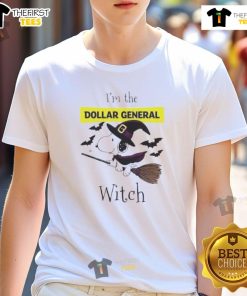 Alt Text: Top Dollar General X Snoopy Halloween T-Shirt featuring 'I'M The Witch' design, perfect for spooky season fun.