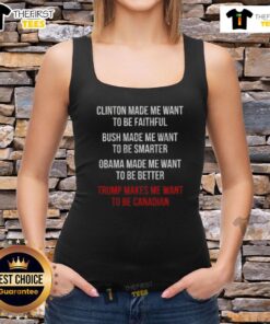Alt Text: Funny tank top featuring Donald Trump design, perfect for those wanting to embrace Canadian humor and style.