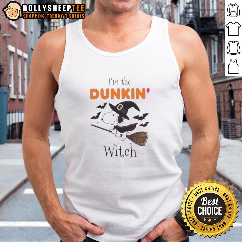 Top Dukin Donuts X Snoopy I'M The Witch Halloween Tank Top Top Dukin Donuts x Snoopy I'm The Witch Halloween Tank Top featuring playful Halloween design and vibrant colors.