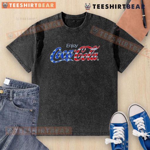 Top Enjoy Coca-Cola washed t-shirt featuring a vintage logo design, perfect for casual wear and Coca-Cola fans.