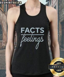 Stylish Top Facts Feelings tank top featuring a colorful design, perfect for casual wear and expressing your vibe.