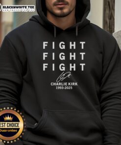 Signature hoodie featuring 'Top Fight Fight Fight Charlie Kirk 1993-2025' design, perfect for fans and stylish wear.