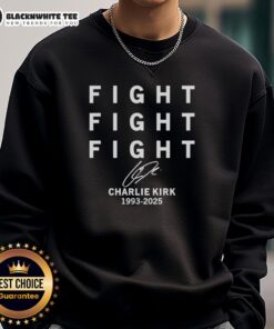 Charlie Kirk 1993-2025 Signature Sweatshirt featuring bold 'Top Fight' design, perfect for fans and supporters.