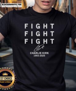 Alt Text: Top Fight Fight Fight Charlie Kirk 1993-2025 Signature T-Shirt featuring bold graphics and vibrant colors.