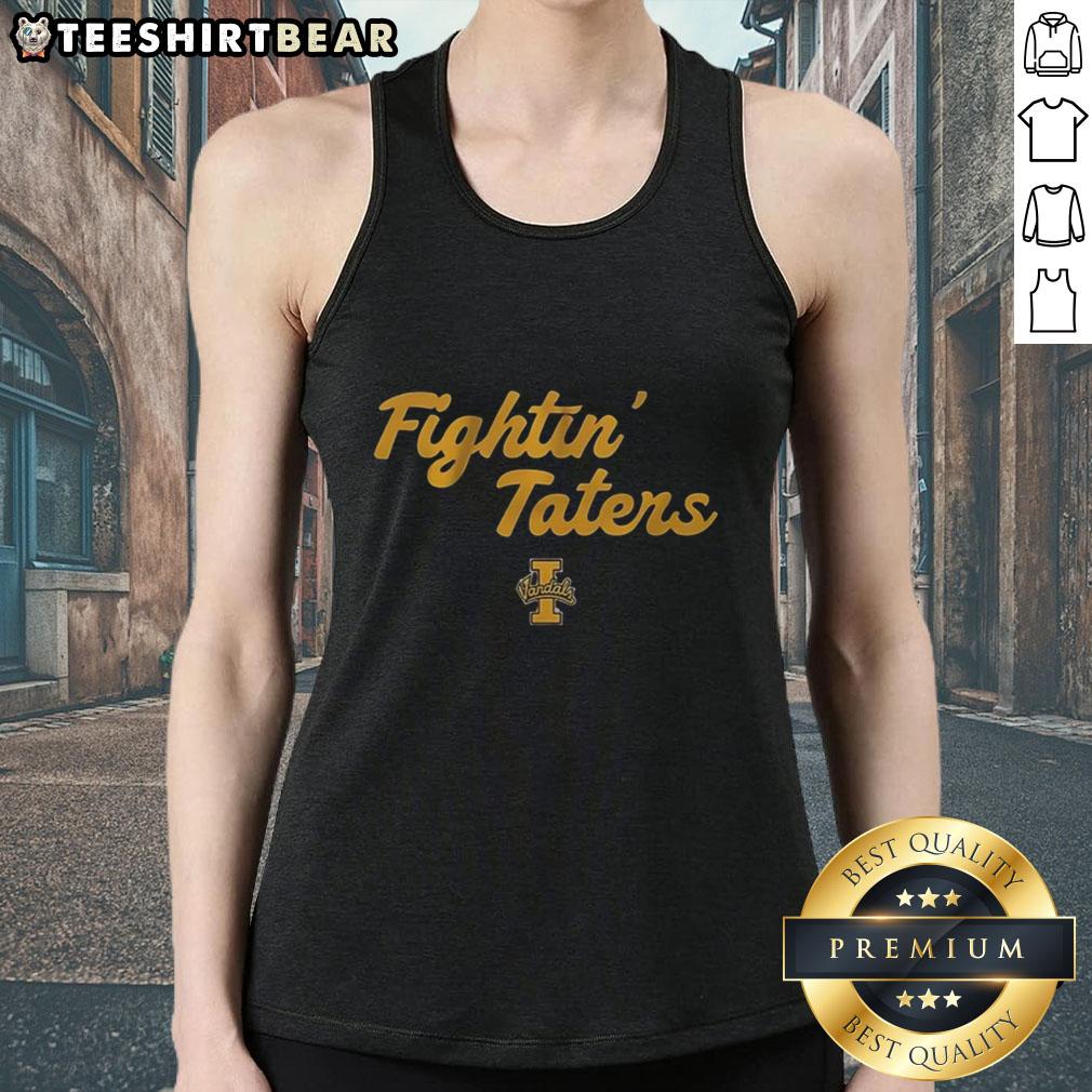 Top Fightin Taters Idaho Vandals Mascot Football Team Tank Top Idaho Vandals mascot in a tank top supporting the Top Fightin' Taters football team at a game.