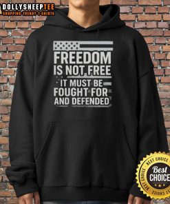 Top Freedom is Not Free hoodie featuring Charlie Kirk quote and US flag design, perfect for patriotic apparel enthusiasts.