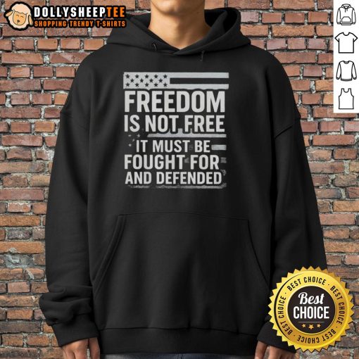 Top Freedom is Not Free hoodie featuring Charlie Kirk quote and US flag design, perfect for patriotic apparel enthusiasts.