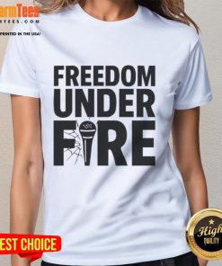 Top Freedom Under Fire Charlie Kirk ladies tee featuring a stylish design and empowering message for women.