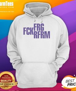 Top FRG FCK RFRM Hoodie in black, featuring bold graphic design and comfortable fit, perfect for casual streetwear.
