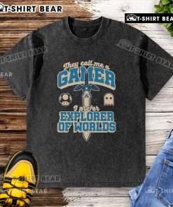 Top Gamer Sword Explorer washed t-shirt featuring a vibrant graphic design perfect for gaming enthusiasts.