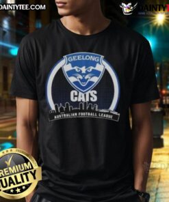 2025 Toyota T-Shirt featuring Geelong Cats AFL Champions design, celebrating their victory in the Australian Football League.