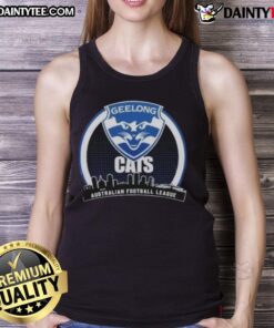 Top Geelong Cats AFL Champions 2025 Toyota tank top featuring team colors and logo for fans and collectors.
