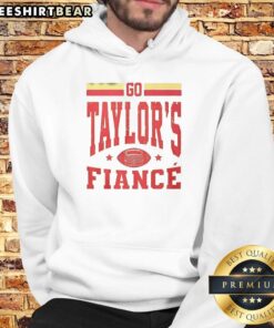 Alt Text: Top Go Taylors Fiance Chiefs Football Hoodie in red, perfect for fans supporting the Kansas City Chiefs.