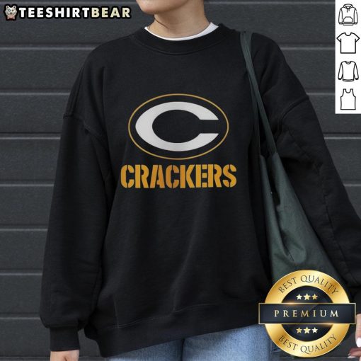 Cozy Top Green Bay Packers Crackers sweatshirt featuring team colors and logo, perfect for game day wear.