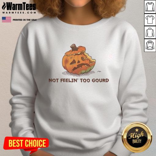 Cozy Top Halloween Pumpkin sweatshirt with 'Not Feeling Too Gourd' design, perfect for festive fall celebrations.