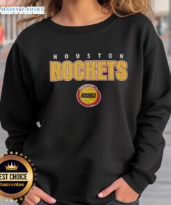 Alt Text: Retro Houston Rockets throwback sweatshirt featuring iconic logo and vibrant team colors, perfect for fans.