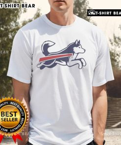 Alt Text: Top Husky Buffalo Bills football parody logo t-shirt featuring a playful design and vibrant team colors.