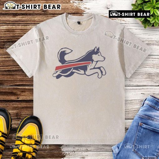 Top Husky Buffalo Bills football parody logo on a washed t-shirt, showcasing a fun and unique sports design.