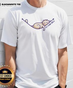 Top Hy-Purr-Bola Hyperbola Maths Cat Pun T-Shirt featuring a playful cat graphic and math-themed design for cat lovers.